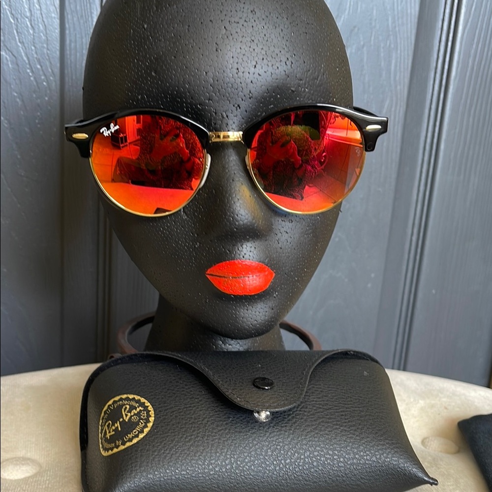Ray-Ban Black and Red Sunglasses with Bold Design